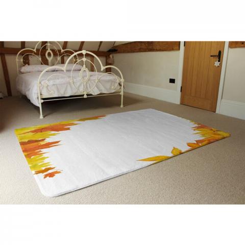 Yellow Autumn Border Designer Rug - Orange / 230cm