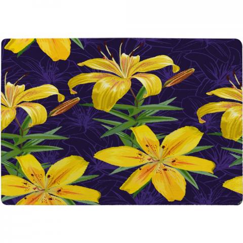 Yellow Lily Flowers Designer Rug - Yellow / 150cm