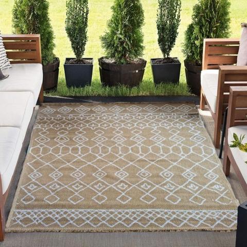 Yellow Moroccan Washable Indoor Outdoor Rug - Gala - Yellow / 220cm