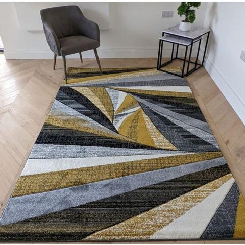 Yellow Splinter Area Rug - Boston - Yellow / 230cm / 5kg