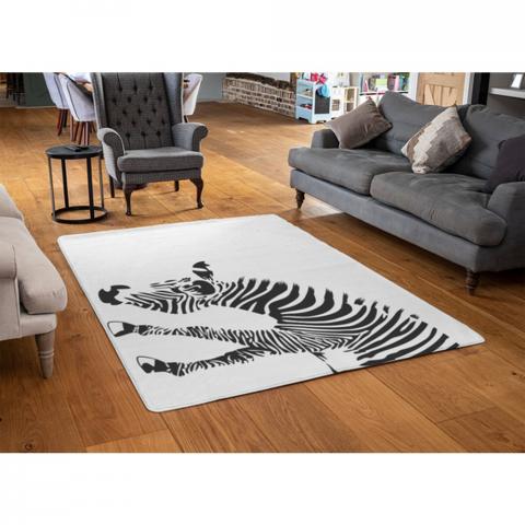 Zebra Designer Rug - White / 110cm