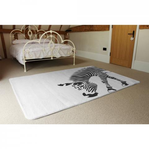 Zebra Designer Rug - White / 230cm