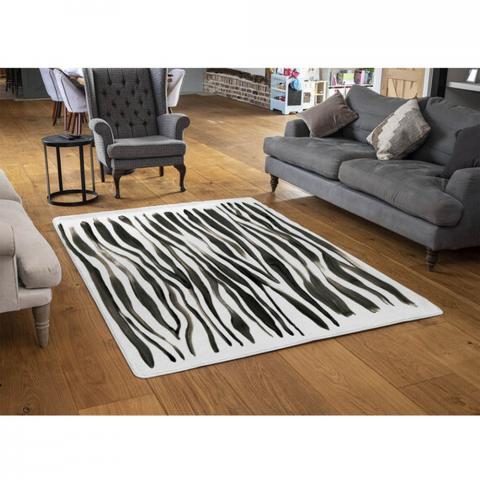 Zebra Stripes Designer Rug - Black / 110cm