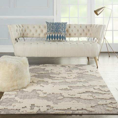 Zermatt Designer Print Rugs ZER01 in Ivory Grey by Nourison