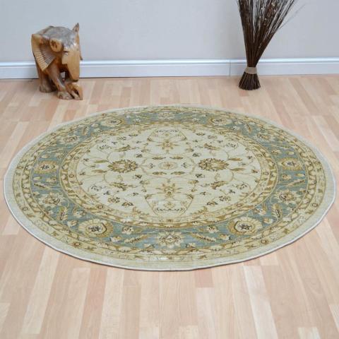 Ziegler Circular Rugs 7709 in Cream and Green